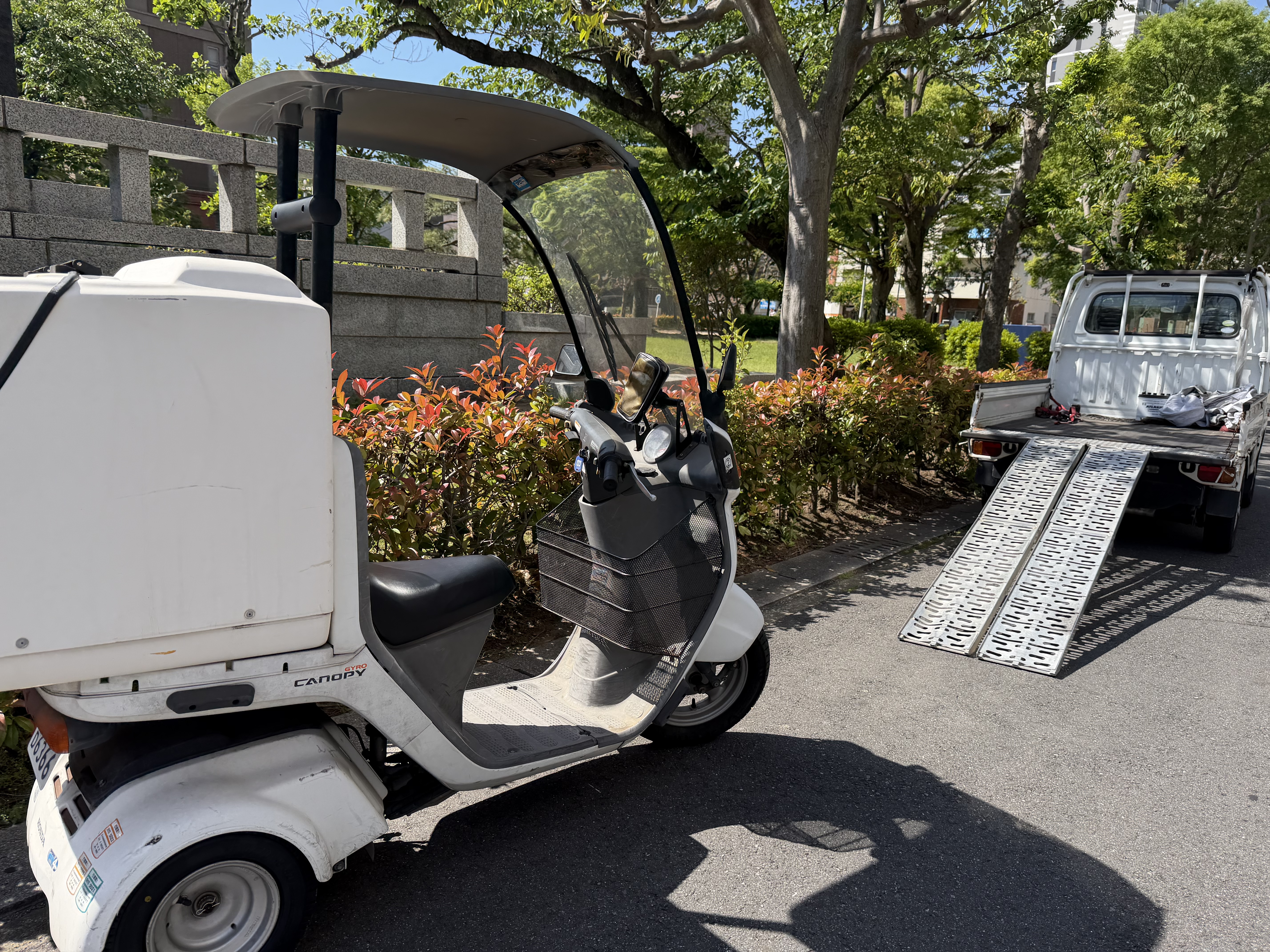 富士見市から実働ジャイロキャノピー　レストアベース ホンダジャイロ修理・故障診断｜埼玉県三郷市｜引き取り¥10,000